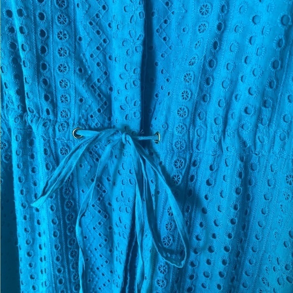 SOFT SURROUNDINGS Women's Midi Length Marisol Dress Blue Size Medium Eyelet - Picture 6 of 9